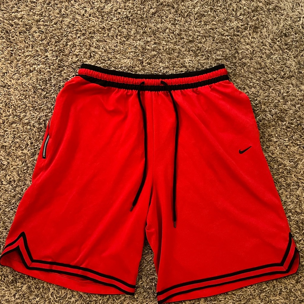 Nike Men’s Red Athletic Shorts with Black Trim